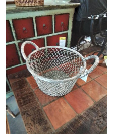 PANIER ROND  MÉTAL CHROMÉ GRILLAGÉ 