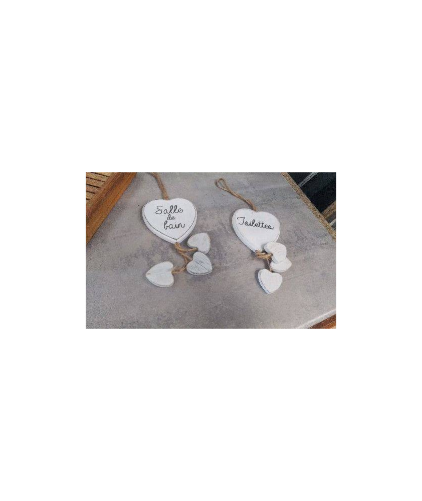 DECOS DE PORTE BOIS COEURS X2