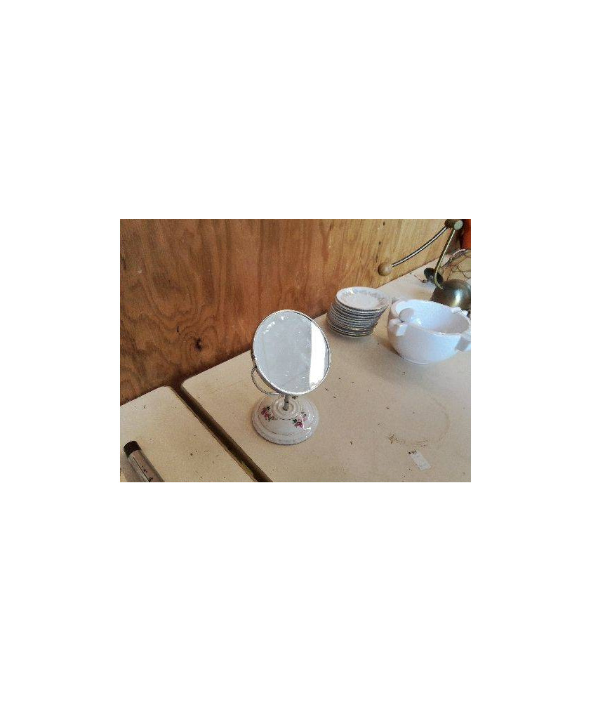 PETIT MIROIR EN PORCELAINE MOTIF FLORAL 