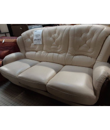 CONVERTIBLE+2 FAUTEUILS CUIR BLANC