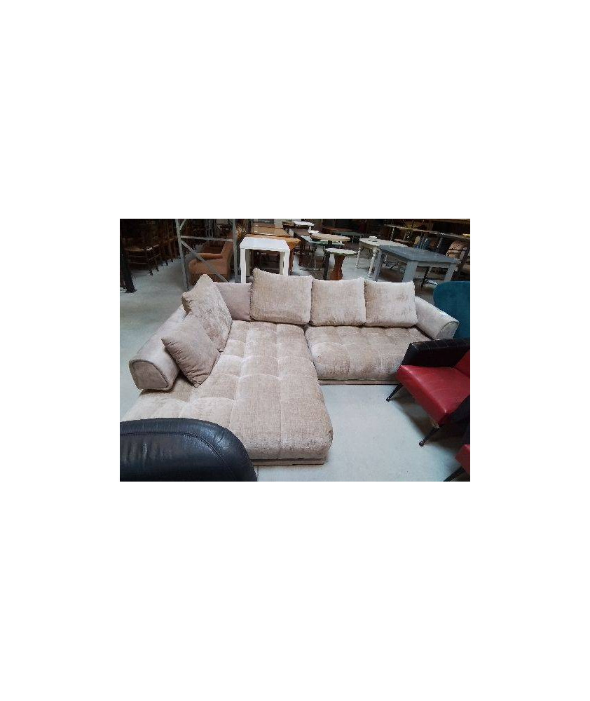 CANAPE D ANGLE GAUCHE VELOURS TAUPE
