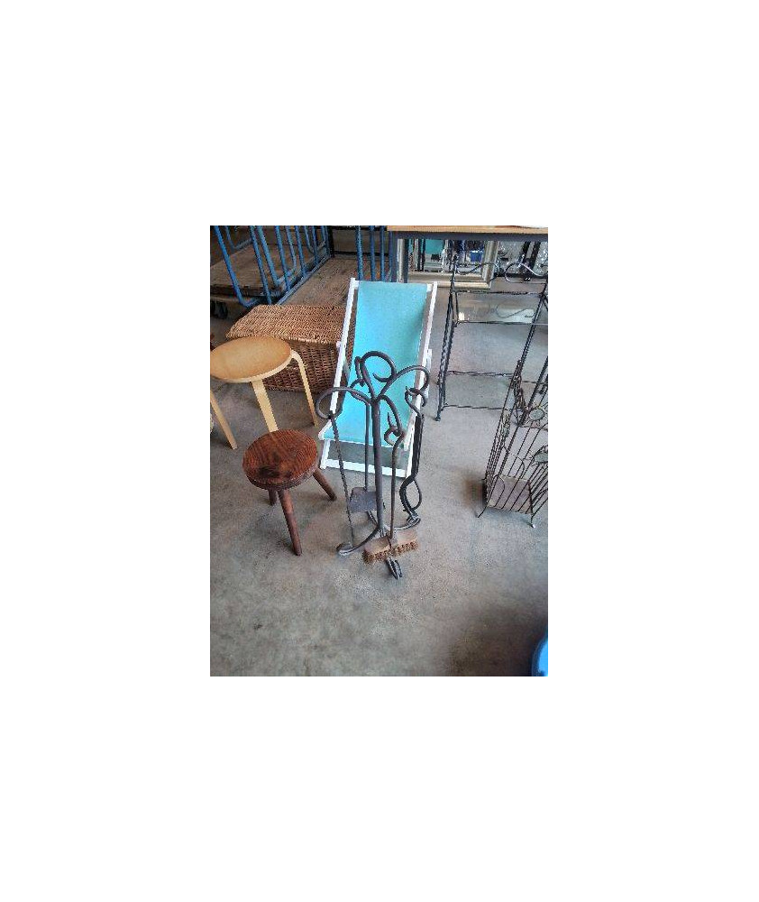 NÉCESSAIRE DE CHEMINÉE 5 PIECES FER FORGE