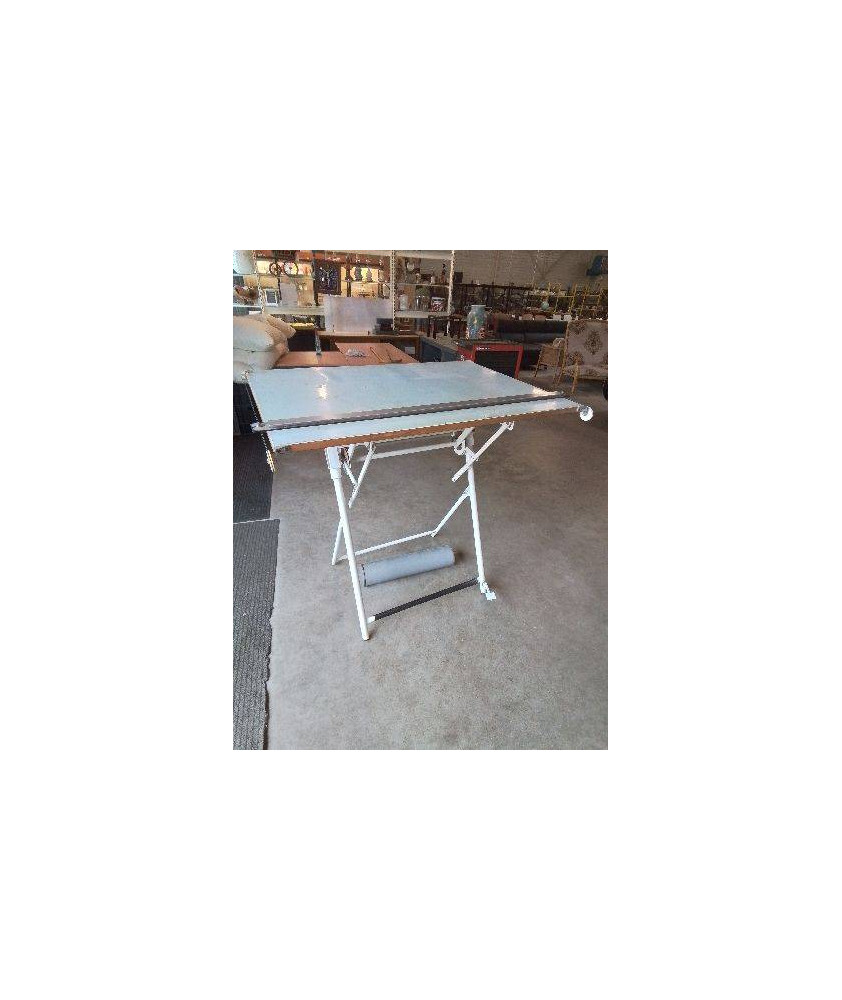 TABLE A DESSIN DARNAY ANNÉES 70 PIÈTEMENT MÉTAL BLANC PLATEAU BOIS