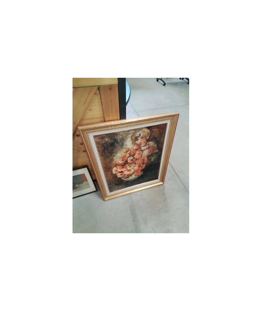 HUILE SUR TOILE JEUNE FILLE AUX PAVOTS NICOLE MASSART CADRE DORÉ HUILE SUR TOILE JEUNE FILLE AUX PAVOTS NICOLE MASSART CADRE DORÉ