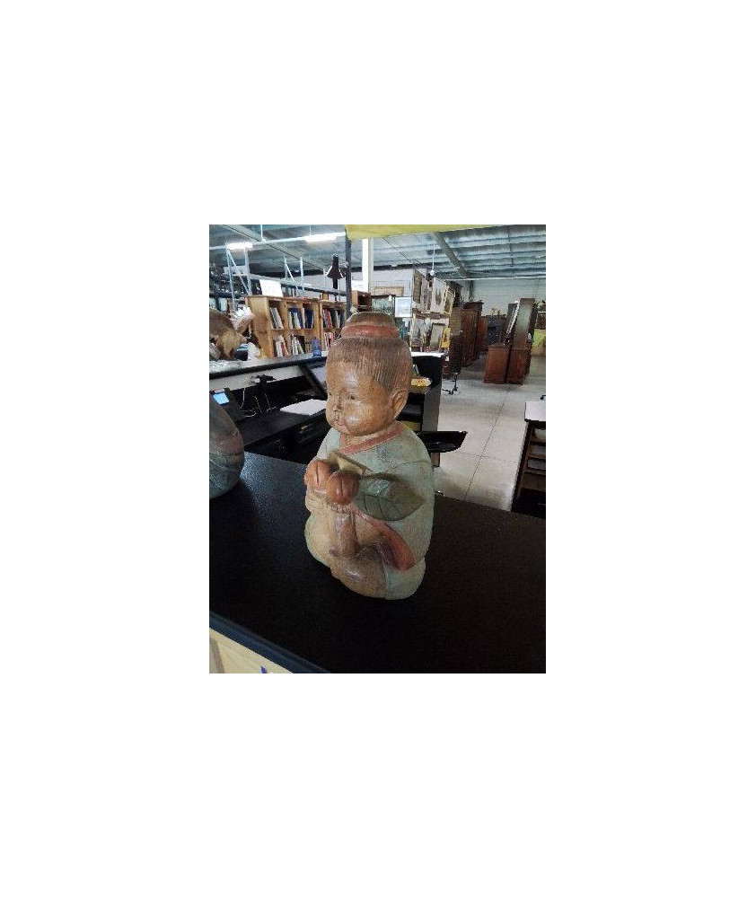 STATUETTE BOIS BOUDDHA 27CM