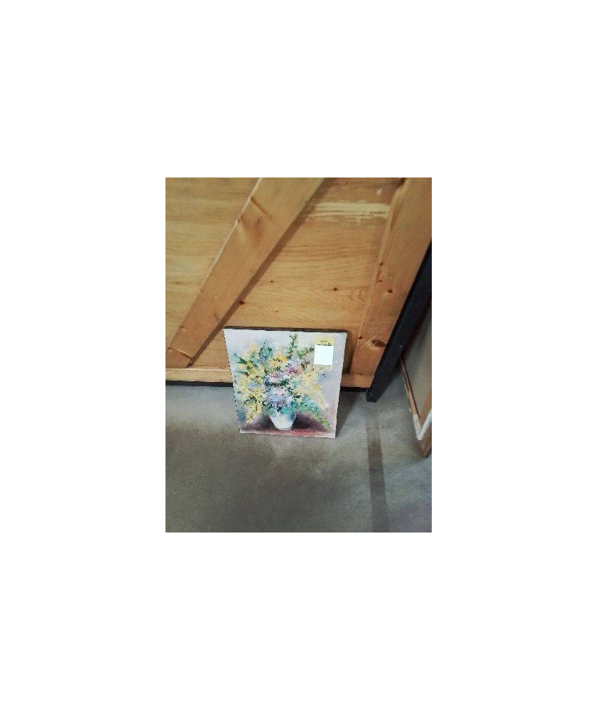 HUILE SUR TOILE BOUQUET AU VASE BLANCHÂTRE HUILE SUR TOILE BOUQUET AU VASE BLANCHÂTRE