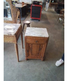 CHEVET ART DECO 1 PORTE 1 TIROIR PLATEAU MARBRE
