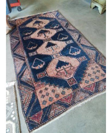 TAPIS D’ORIENT LAINE FAIT MAIN BLEU OCRE 235X130CM