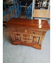 BUFFET BOIS CLAIR MOULURÉ 2 PORTES 5 TIROIRS 