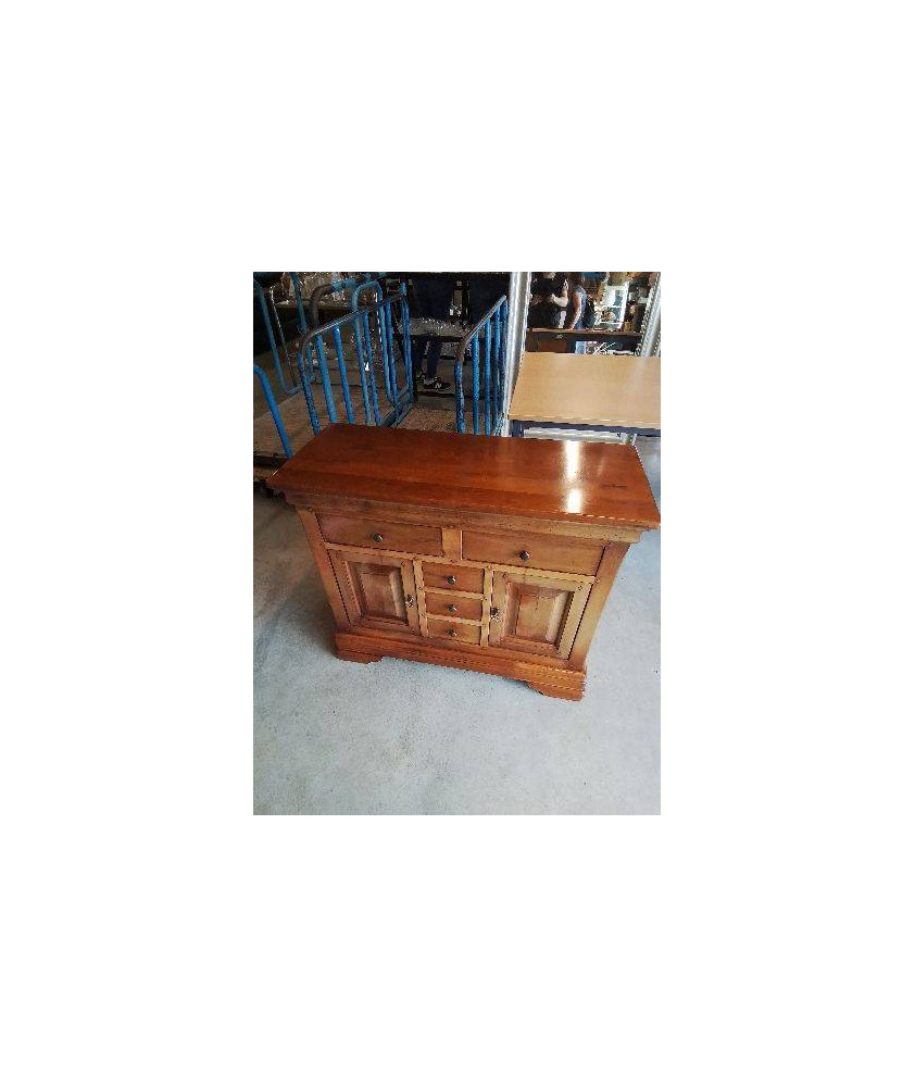 BUFFET BOIS CLAIR MOULURÉ 2 PORTES 5 TIROIRS 
