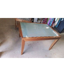 TABLE RECTANGULAIRE DESSUS VERRE 1 RALLONGE 
