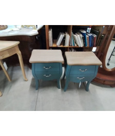 COMMODE 2 TIROIRS STYLE RÉGENCE BOIS PEINT VERT PLATEAU NATUREL 
