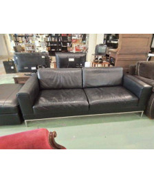 CANAPE CUIR NOIR 2/3 PLACES