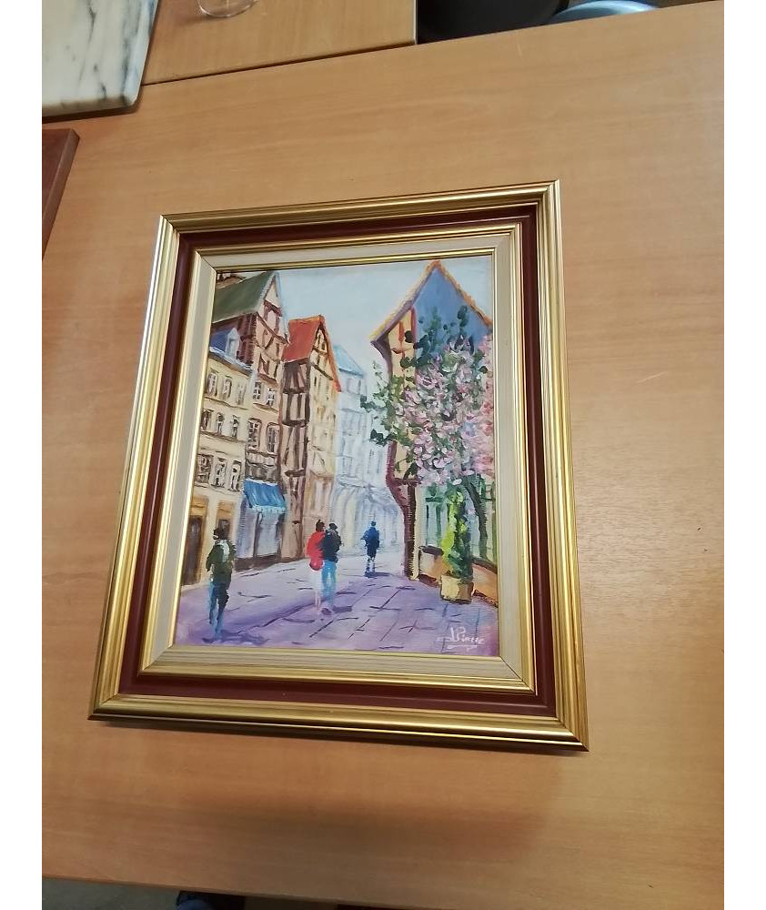 HUILE SUR TOILE ROUEN RUE SAINT ROMAIN 27X35