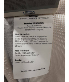 MATELAS SIMMONS ESSENTIEL + SOMMIER 90X200 CM + PIEDS 