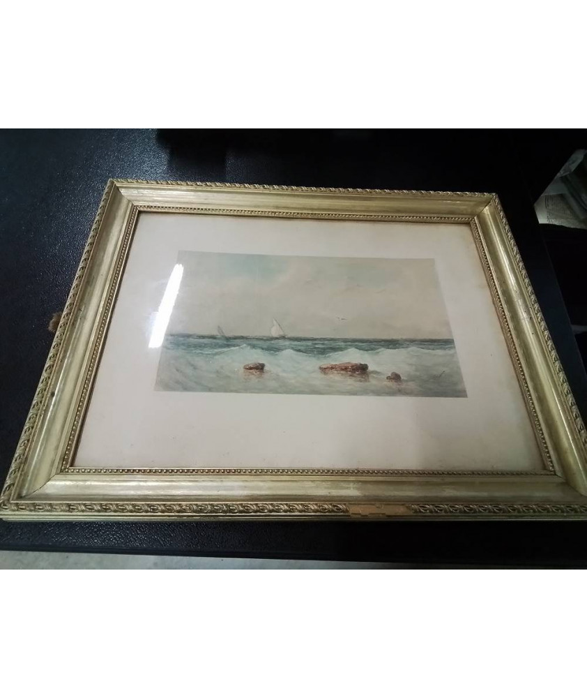 AQUARELLE MARINE  VOILIERS PAUL SEIGNON -1820 1890-