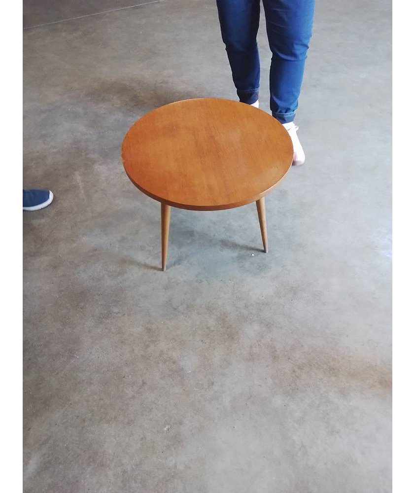 TABLE BASSE RONDE TRIPODE PIEDS COMPAS ANNÉES 60
