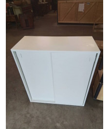 MEUBLE BOIS BLANC 2 PORTES COULISSANTES