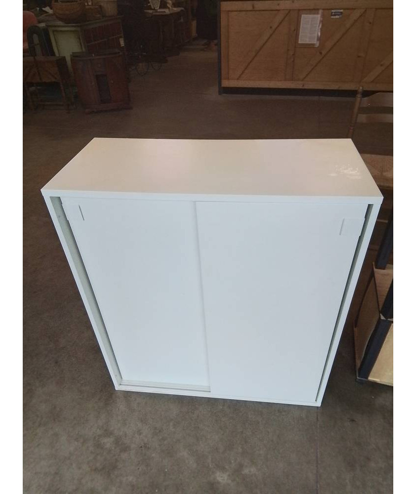MEUBLE BOIS BLANC 2 PORTES COULISSANTES