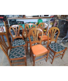 CHAISE EN MERISIER ASSISE TISSUS 