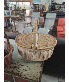 PANIER VANNERIE OVALE A 2 COUVERCLES