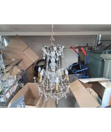 GRAND LUSTRE EN BRONZE ET CRISTAL 