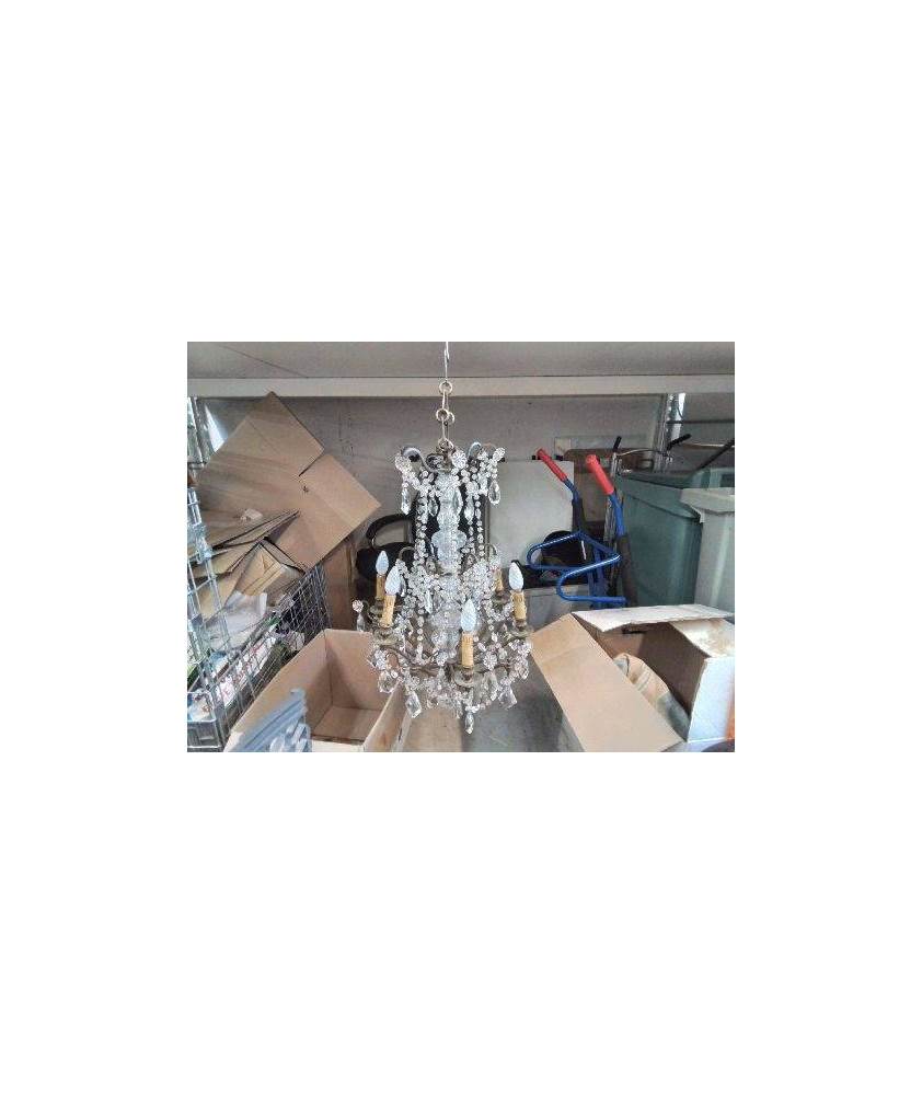 GRAND LUSTRE EN BRONZE ET CRISTAL 