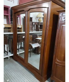 ARMOIRE 2 PORTE COULISSANTE COULEUR MERISIER