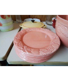 LOT DE 6 ASSIETTES À DESSERT ROSE 