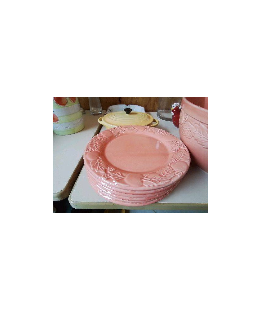 LOT DE 6 ASSIETTES À DESSERT ROSE 