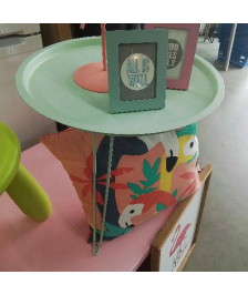 TABLE MÉTAL RONDE VERTE PLIABLE
