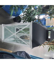 LANTERNE XL BOIS BLANC ET METAL GRIS 