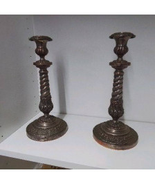 PAIRE DE BOUGEOIRS METAL ARGENTÉ 