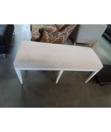BANQUETTE DE PIANO BOIS PEINT ASSISE ECRU STYLE LOUIS XVI 