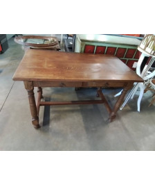 TABLE RECTANGULAIRE 2 TIROIRS A ENTRETOISE PIEDS TOURNÉS 