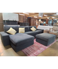 CANAPE D’ANGLE TISSU + POUF MERIDIENNE GAUCHE OU DROITE