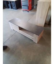 MEUBLE TV BOIS 1 PORTE 1 TIROIR 1 NICHES 
