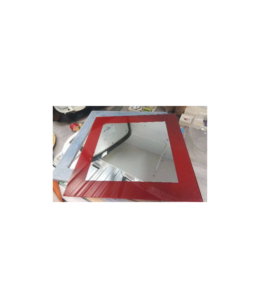MIROIR CARRE ROUGE 