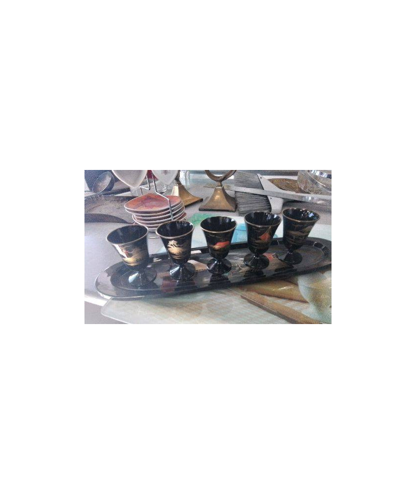 VERRE LIQUEUR LAQUENOIR SUR PLATEAU 