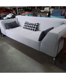 CANAPE 3/4 PLACES TISSU GRIS CLAIR 2,20 METRES