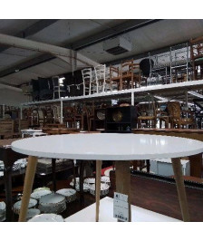 TABLE RONDE BLANCHE PIEDS BOIS