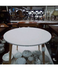 TABLE RONDE BLANCHE PIEDS BOIS