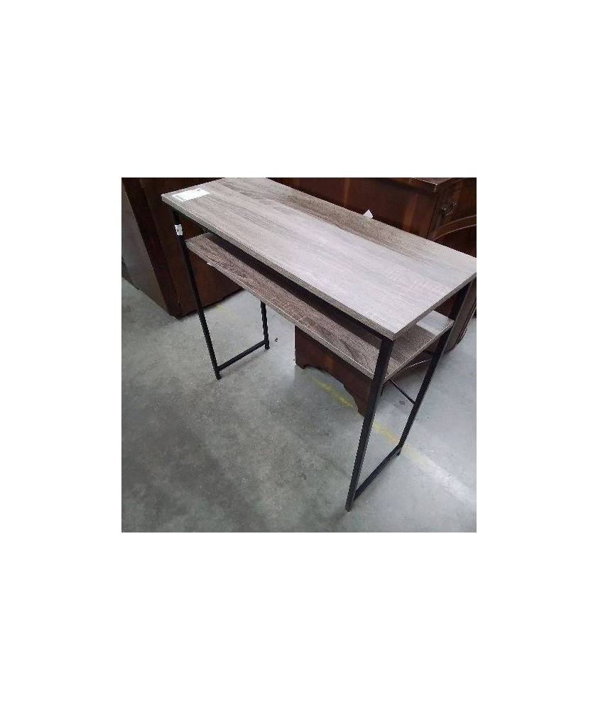 CONSOLE METAL NOIR ET BOIS 2 ETAGERES
