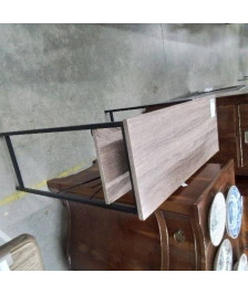 CONSOLE METAL NOIR ET BOIS 2 ETAGERES