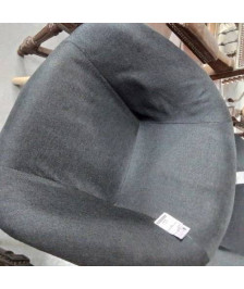 FAUTEUIL TISSU GRIS FONCE PIEDS BOIS
