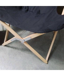 FAUTEUIL PAPILLON BOIS CLAIR PLIABLE TISSU NOIR