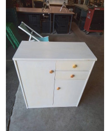 BUFFET BOIS PEINT JAUNE 2PORTES 2 TIROIRS 