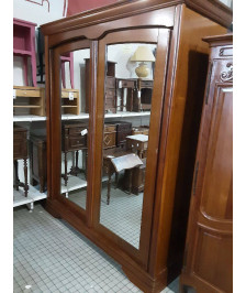 ARMOIRE 2 PORTE COULISSANTE COULEUR MERISIER
