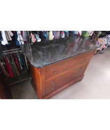 COMMODE 4 TIROIRS / DESSUS MARBRE ( SANS CLE) - EN L’ÉTAT 