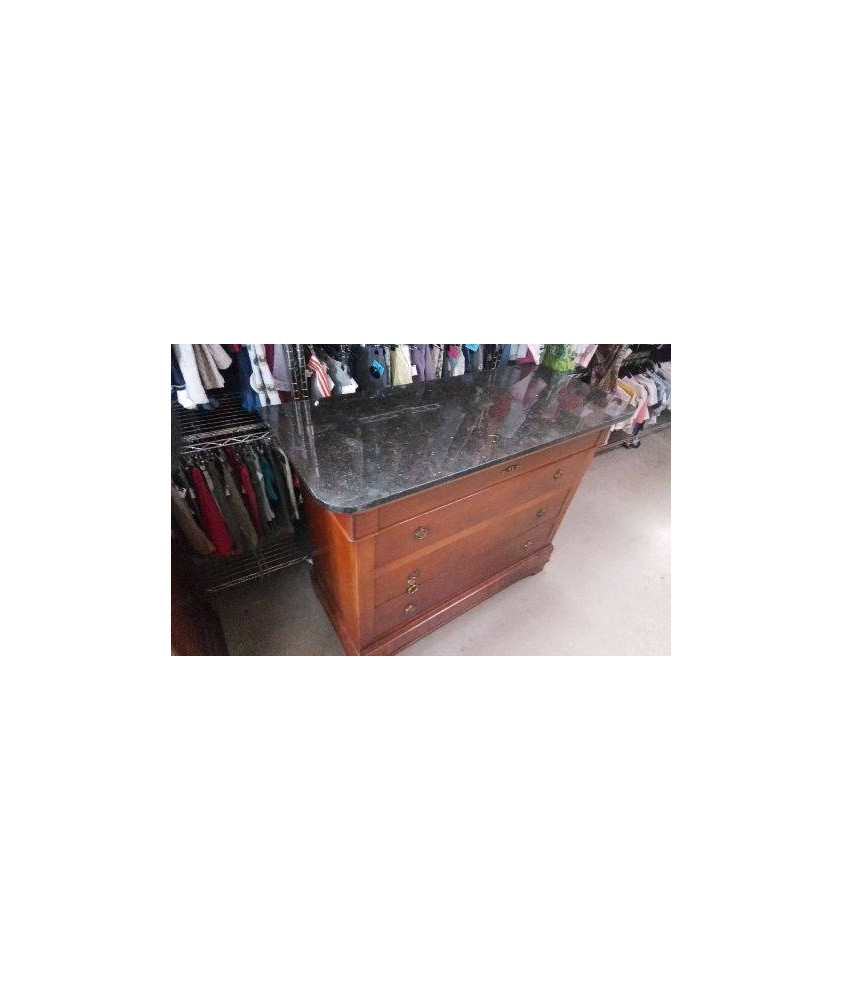 COMMODE 4 TIROIRS / DESSUS MARBRE ( SANS CLE) - EN L’ÉTAT 
